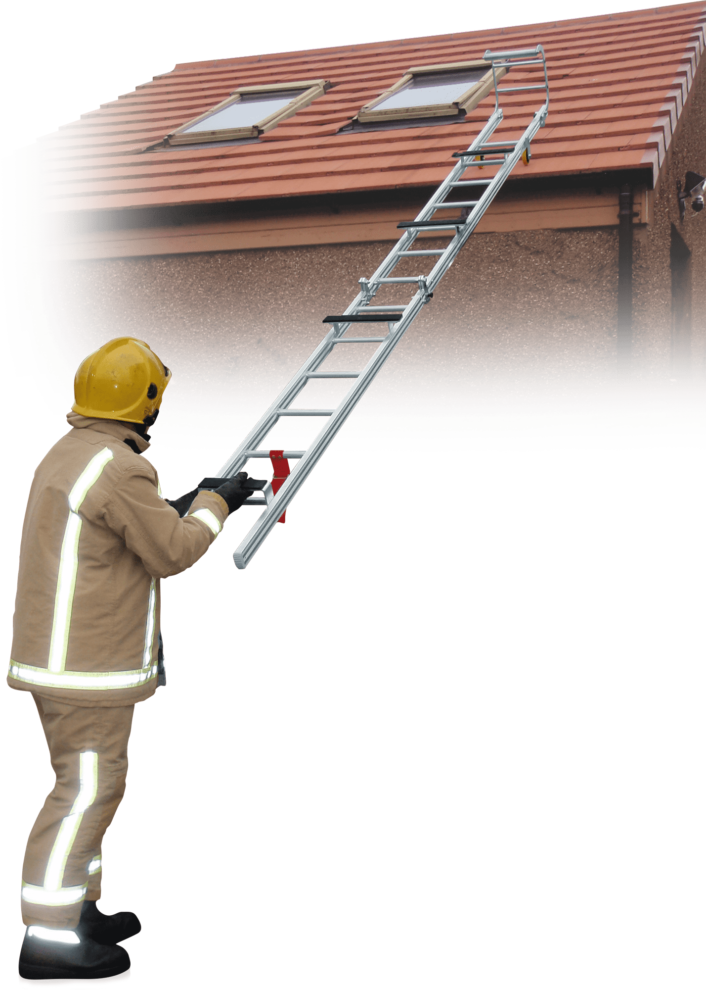 hasičský skladací rebrík klbový na strechu